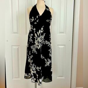 Vintage V neck halter floral dress, size small